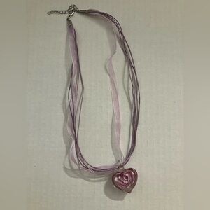 Murano inspired Flower Heart Necklace